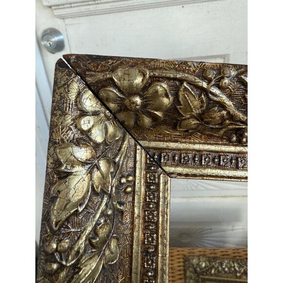 Antique Victorian Shabby Floral Gold Gesso Pair of Picture Frames - Picture 12 of 16